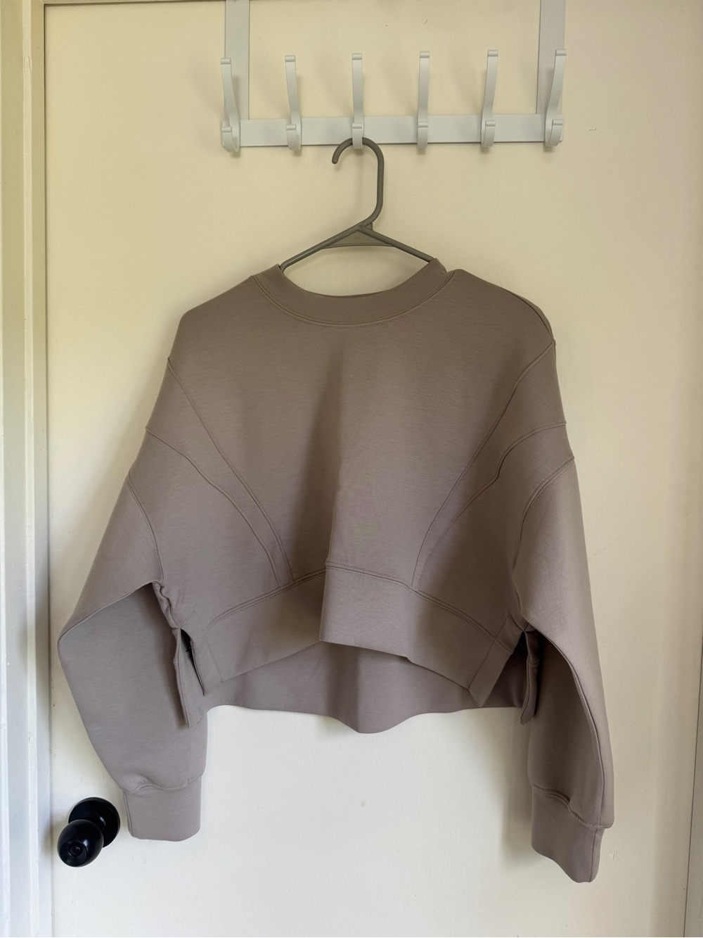 Cropped Crewneck Sweatshirt in Taupe